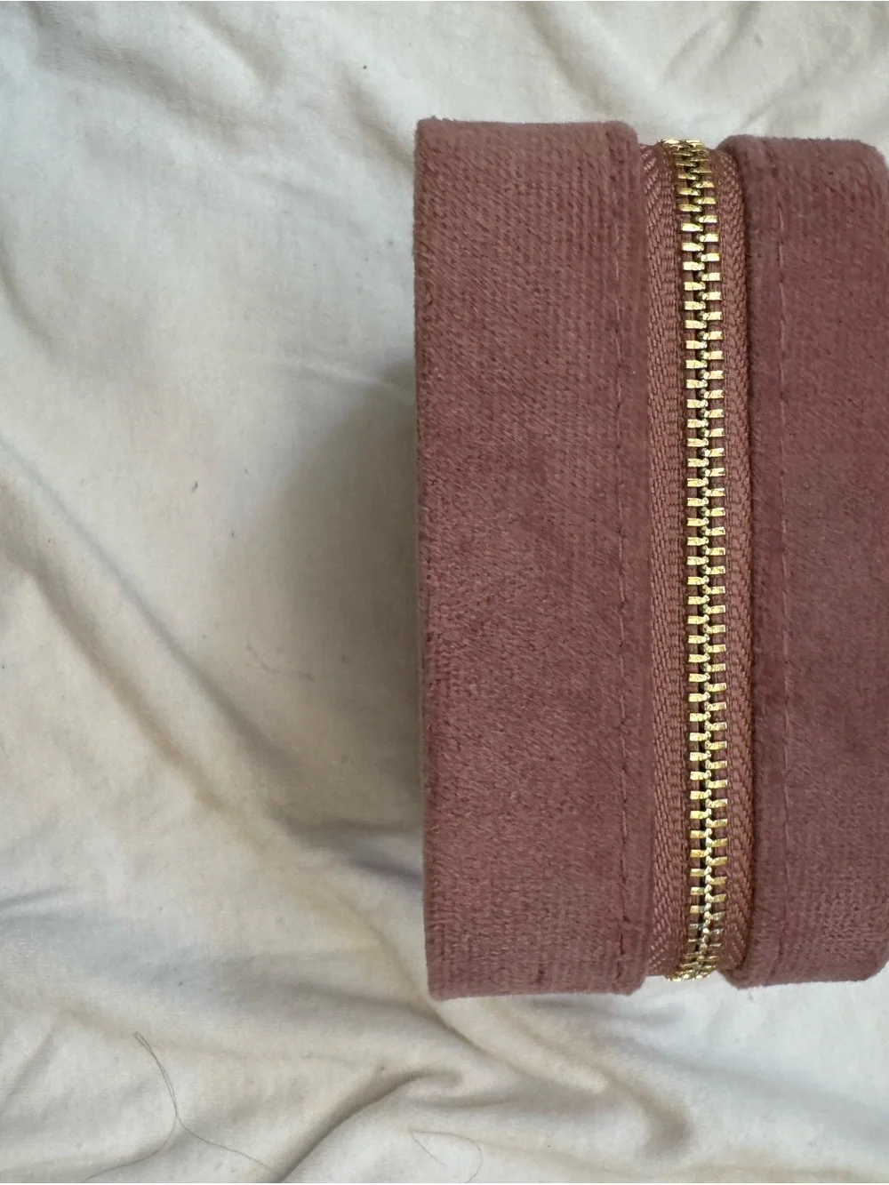 Velvet Travel Cosmetic Case in Dusty Rose by